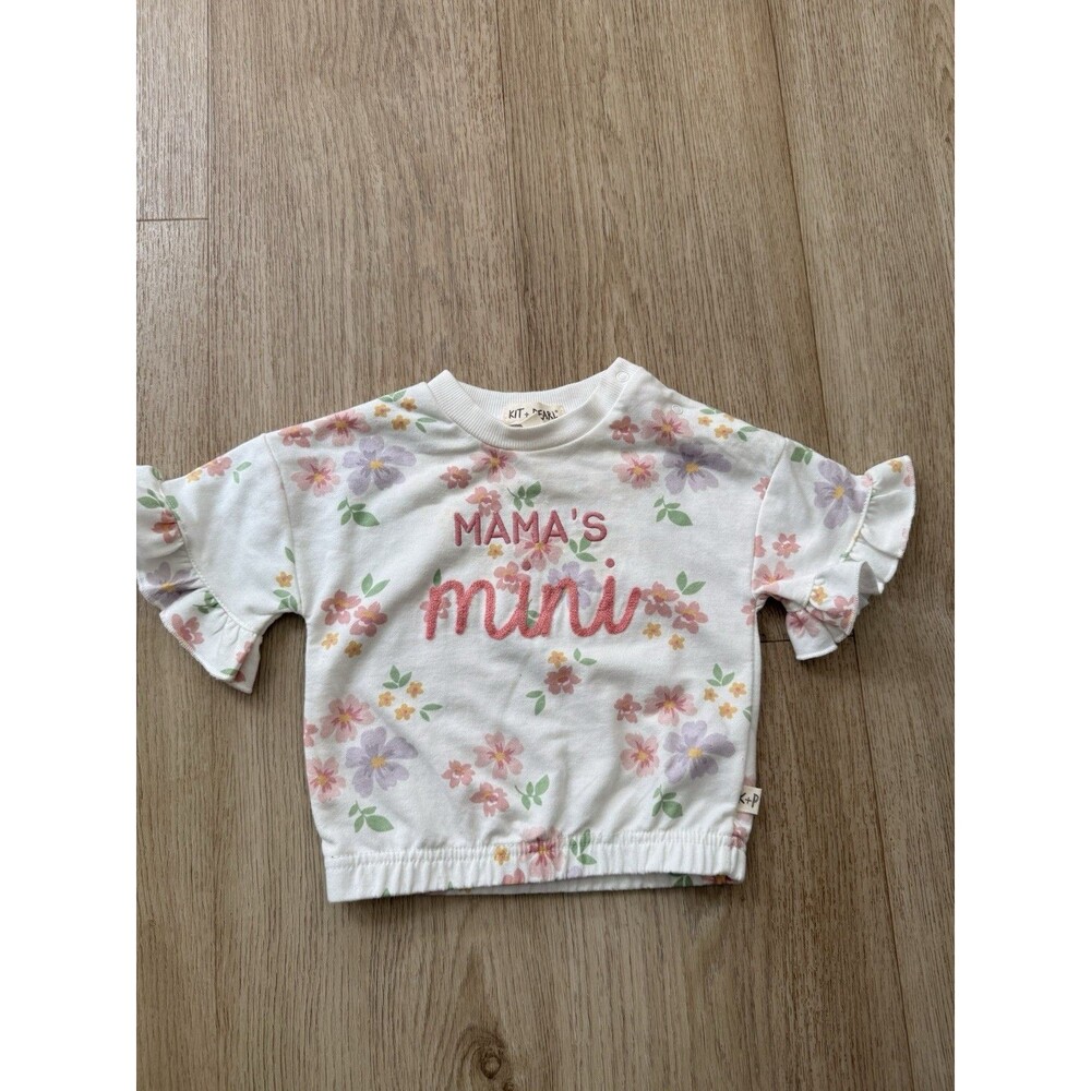 Kit + Pearl Shirt Kids Top Embroidered Mamas Mini Size 12M Pink Ruffle
